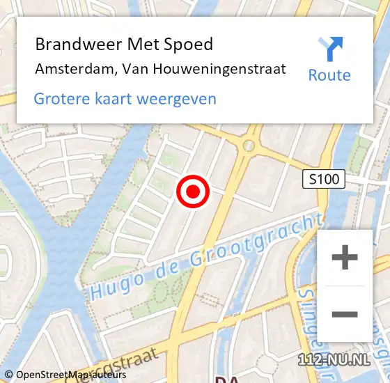 Locatie op kaart van de 112 melding: Brandweer Met Spoed Naar Amsterdam, Van Houweningenstraat op 4 maart 2024 12:12