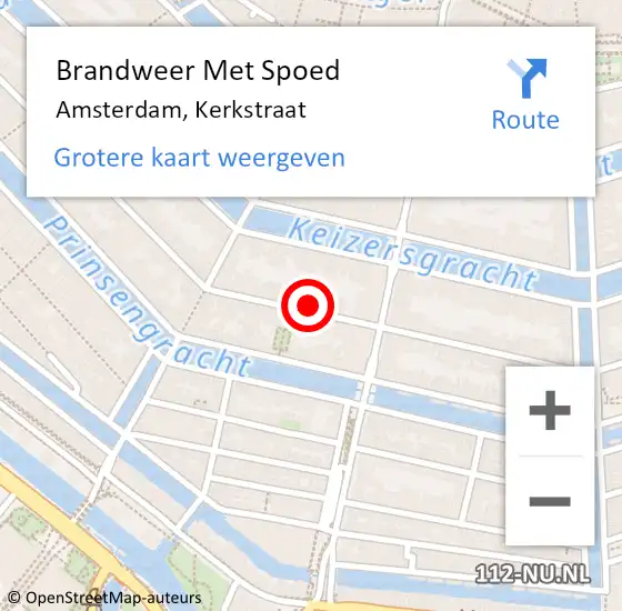 Locatie op kaart van de 112 melding: Brandweer Met Spoed Naar Amsterdam, Kerkstraat op 4 maart 2024 12:18