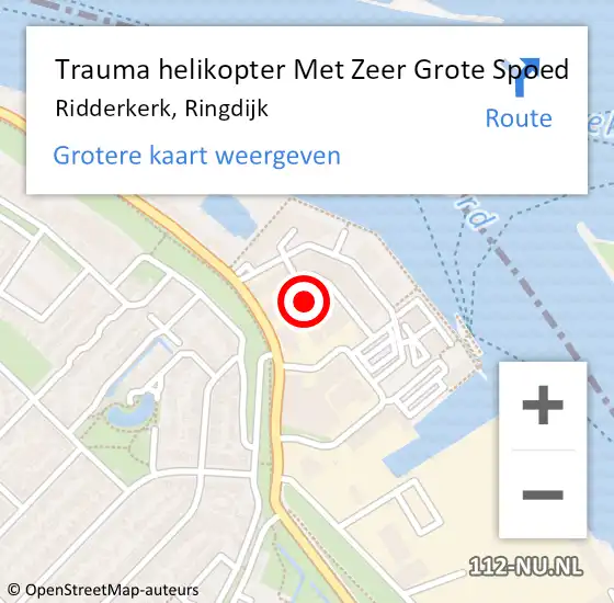Locatie op kaart van de 112 melding: Trauma helikopter Met Zeer Grote Spoed Naar Ridderkerk, Ringdijk op 4 maart 2024 12:47