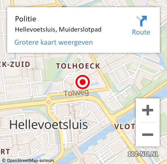 Locatie op kaart van de 112 melding: Politie Hellevoetsluis, Muiderslotpad op 4 maart 2024 13:39