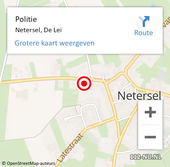 Locatie op kaart van de 112 melding: Politie Netersel, De Lei op 4 maart 2024 14:02