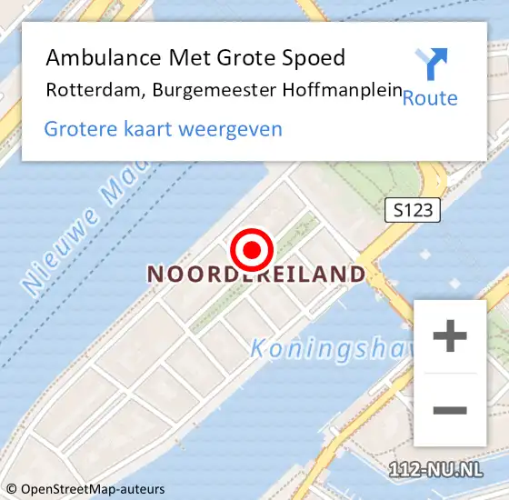 Locatie op kaart van de 112 melding: Ambulance Met Grote Spoed Naar Rotterdam, Burgemeester Hoffmanplein op 4 maart 2024 14:13