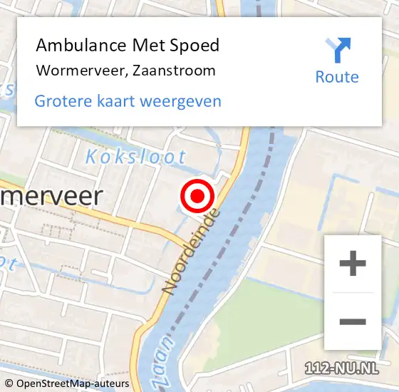 Locatie op kaart van de 112 melding: Ambulance Met Spoed Naar Wormerveer, Zaanstroom op 4 maart 2024 14:14
