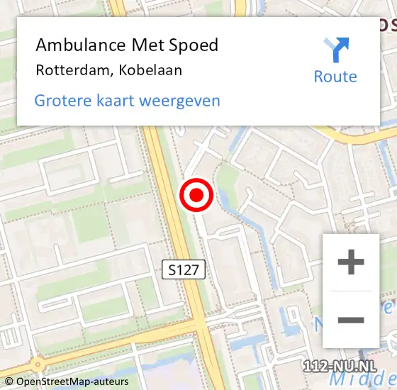 Locatie op kaart van de 112 melding: Ambulance Met Spoed Naar Rotterdam, Kobelaan op 4 maart 2024 14:26