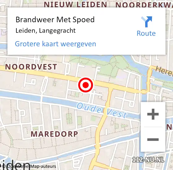 Locatie op kaart van de 112 melding: Brandweer Met Spoed Naar Leiden, Langegracht op 4 maart 2024 14:27