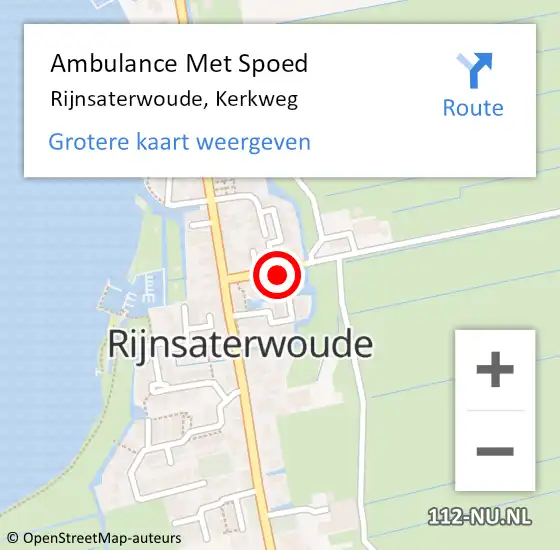 Locatie op kaart van de 112 melding: Ambulance Met Spoed Naar Rijnsaterwoude, Kerkweg op 4 maart 2024 14:36