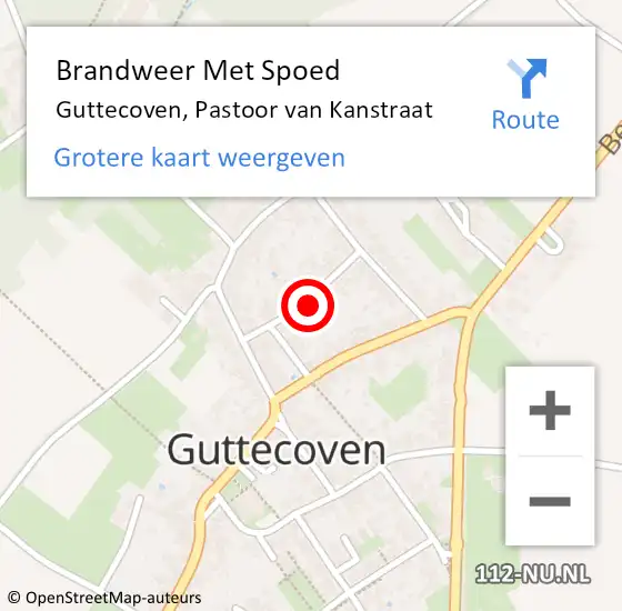Locatie op kaart van de 112 melding: Brandweer Met Spoed Naar Guttecoven, Pastoor van Kanstraat op 4 maart 2024 15:15