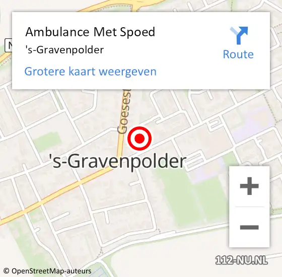 Locatie op kaart van de 112 melding: Ambulance Met Spoed Naar 's-Gravenpolder op 4 maart 2024 15:19
