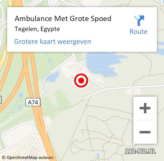 Locatie op kaart van de 112 melding: Ambulance Met Grote Spoed Naar Tegelen, Egypte op 4 maart 2024 15:34