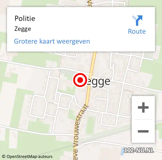 Locatie op kaart van de 112 melding: Politie Zegge op 4 maart 2024 15:44