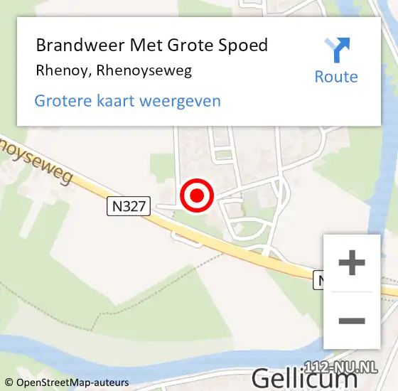 Locatie op kaart van de 112 melding: Brandweer Met Grote Spoed Naar Rhenoy, Rhenoyseweg op 4 maart 2024 15:51