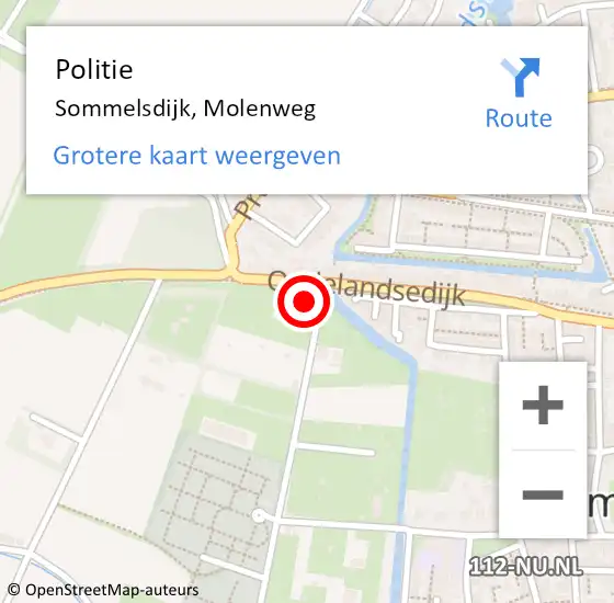 Locatie op kaart van de 112 melding: Politie Sommelsdijk, Molenweg op 4 maart 2024 16:13