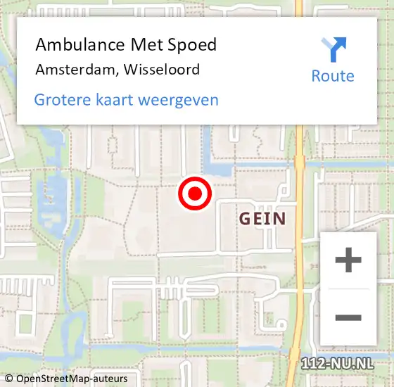 Locatie op kaart van de 112 melding: Ambulance Met Spoed Naar Amsterdam, Wisseloord op 4 maart 2024 16:33
