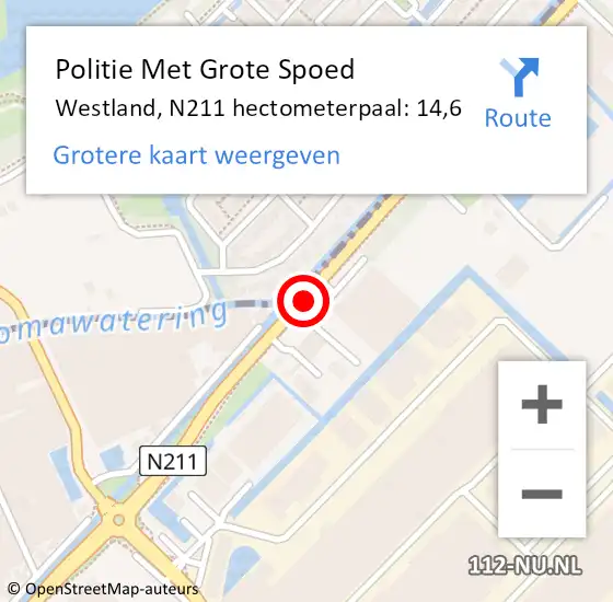 Locatie op kaart van de 112 melding: Politie Met Grote Spoed Naar Westland, N211 hectometerpaal: 14,6 op 4 maart 2024 16:54