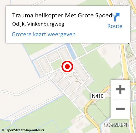 Locatie op kaart van de 112 melding: Trauma helikopter Met Grote Spoed Naar Odijk, Vinkenburgweg op 4 maart 2024 17:48