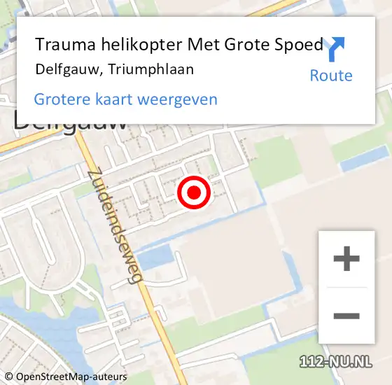 Locatie op kaart van de 112 melding: Trauma helikopter Met Grote Spoed Naar Delfgauw, Triumphlaan op 4 maart 2024 17:53