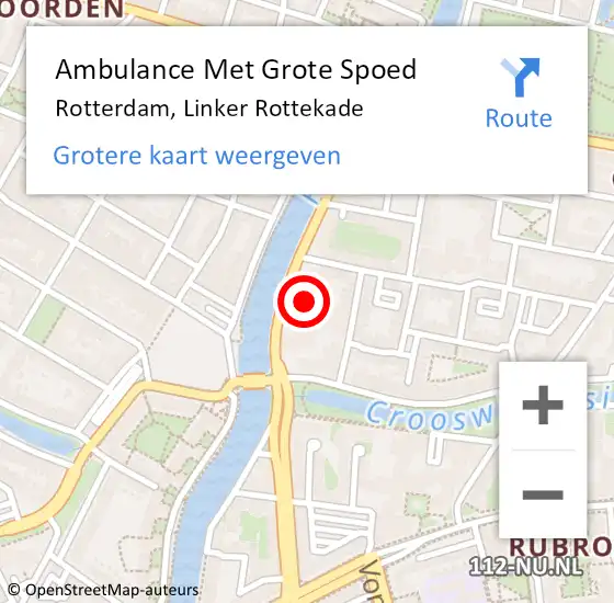 Locatie op kaart van de 112 melding: Ambulance Met Grote Spoed Naar Rotterdam, Linker Rottekade op 4 maart 2024 18:04