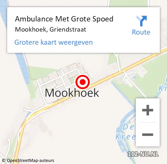 Locatie op kaart van de 112 melding: Ambulance Met Grote Spoed Naar Mookhoek, Griendstraat op 4 maart 2024 18:47