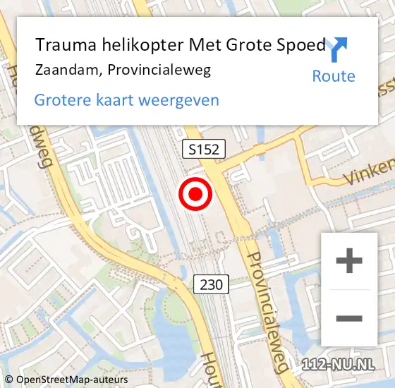 Locatie op kaart van de 112 melding: Trauma helikopter Met Grote Spoed Naar Zaandam, Provincialeweg op 4 maart 2024 18:57