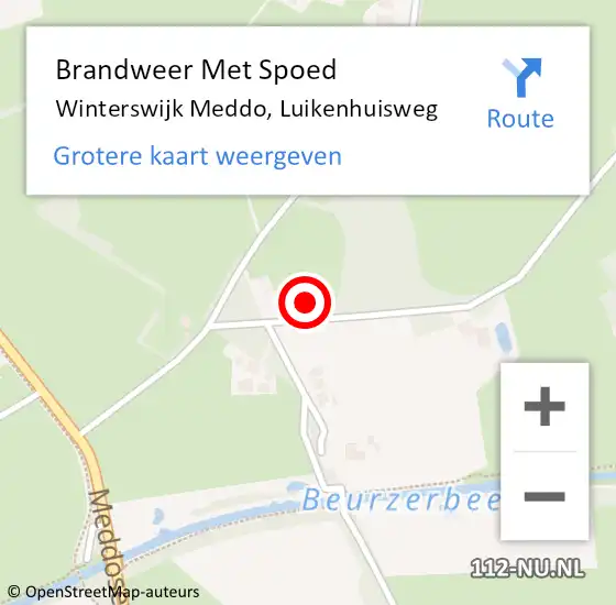 Locatie op kaart van de 112 melding: Brandweer Met Spoed Naar Winterswijk Meddo, Luikenhuisweg op 4 maart 2024 19:36
