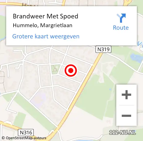 Locatie op kaart van de 112 melding: Brandweer Met Spoed Naar Hummelo, Margrietlaan op 4 maart 2024 19:40