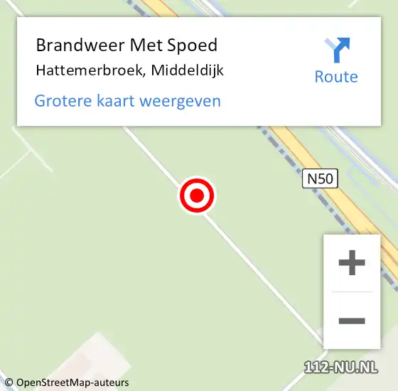 Locatie op kaart van de 112 melding: Brandweer Met Spoed Naar Hattemerbroek, Middeldijk op 4 maart 2024 19:47