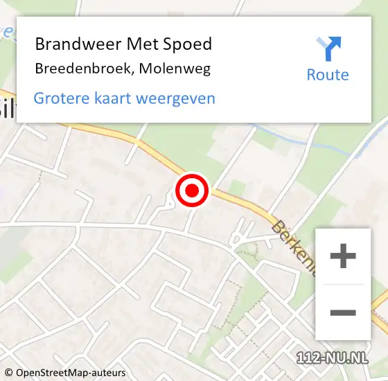 Locatie op kaart van de 112 melding: Brandweer Met Spoed Naar Breedenbroek, Molenweg op 4 maart 2024 19:49