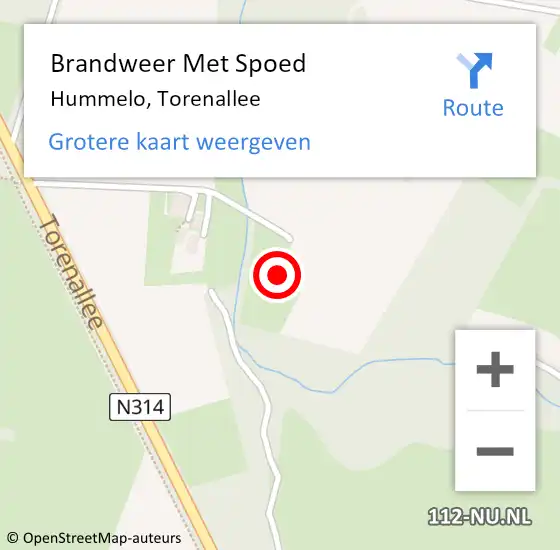 Locatie op kaart van de 112 melding: Brandweer Met Spoed Naar Hummelo, Torenallee op 4 maart 2024 19:54