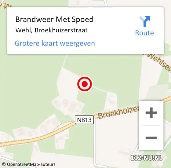 Locatie op kaart van de 112 melding: Brandweer Met Spoed Naar Wehl, Broekhuizerstraat op 4 maart 2024 19:57