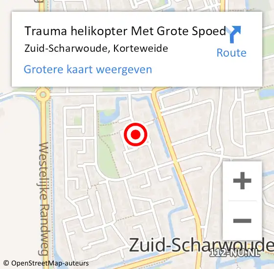 Locatie op kaart van de 112 melding: Trauma helikopter Met Grote Spoed Naar Zuid-Scharwoude, Korteweide op 4 maart 2024 19:58
