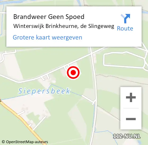 Locatie op kaart van de 112 melding: Brandweer Geen Spoed Naar Winterswijk Brinkheurne, de Slingeweg op 4 maart 2024 20:07