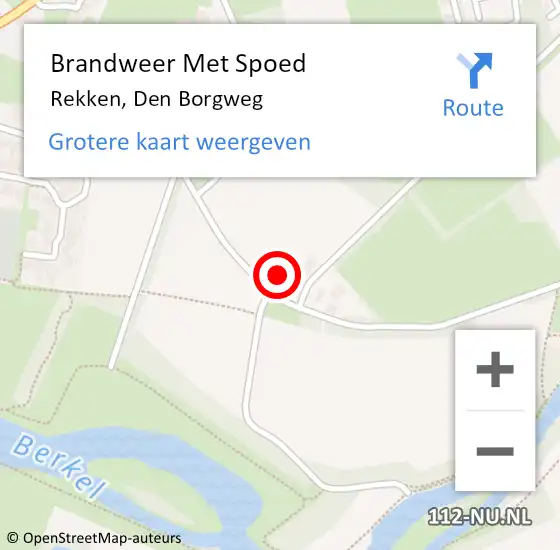 Locatie op kaart van de 112 melding: Brandweer Met Spoed Naar Rekken, Den Borgweg op 4 maart 2024 20:15