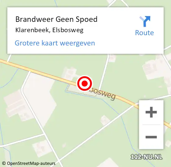 Locatie op kaart van de 112 melding: Brandweer Geen Spoed Naar Klarenbeek, Elsbosweg op 4 maart 2024 20:27