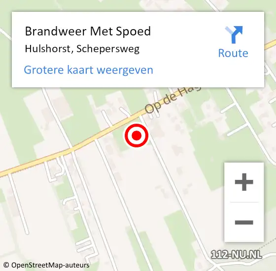 Locatie op kaart van de 112 melding: Brandweer Met Spoed Naar Hulshorst, Schepersweg op 4 maart 2024 20:27