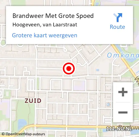 Locatie op kaart van de 112 melding: Brandweer Met Grote Spoed Naar Hoogeveen, van Laarstraat op 4 maart 2024 20:29
