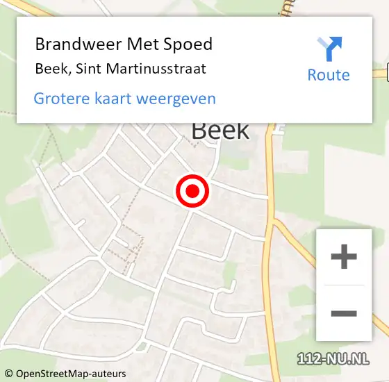 Locatie op kaart van de 112 melding: Brandweer Met Spoed Naar Beek, Sint Martinusstraat op 4 maart 2024 20:33