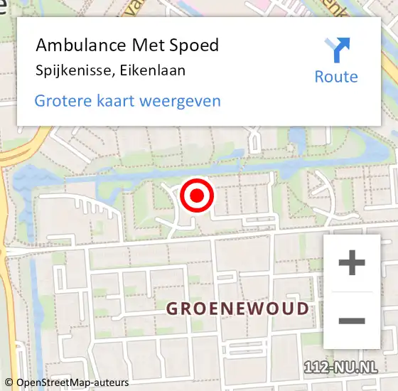 Locatie op kaart van de 112 melding: Ambulance Met Spoed Naar Spijkenisse, Eikenlaan op 4 maart 2024 20:35