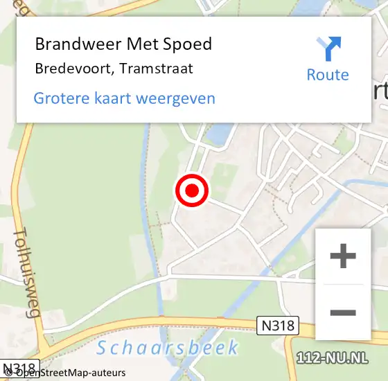 Locatie op kaart van de 112 melding: Brandweer Met Spoed Naar Bredevoort, Tramstraat op 4 maart 2024 20:43