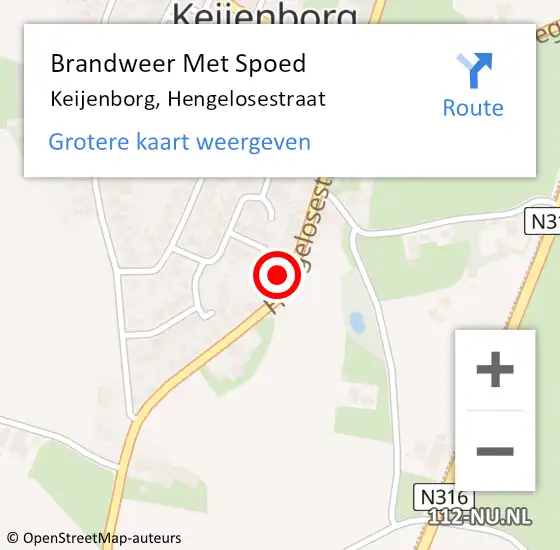 Locatie op kaart van de 112 melding: Brandweer Met Spoed Naar Keijenborg, Hengelosestraat op 4 maart 2024 20:47