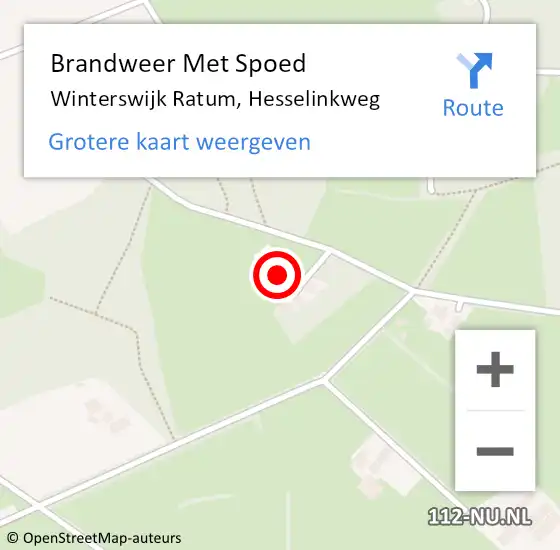 Locatie op kaart van de 112 melding: Brandweer Met Spoed Naar Winterswijk Ratum, Hesselinkweg op 4 maart 2024 20:48
