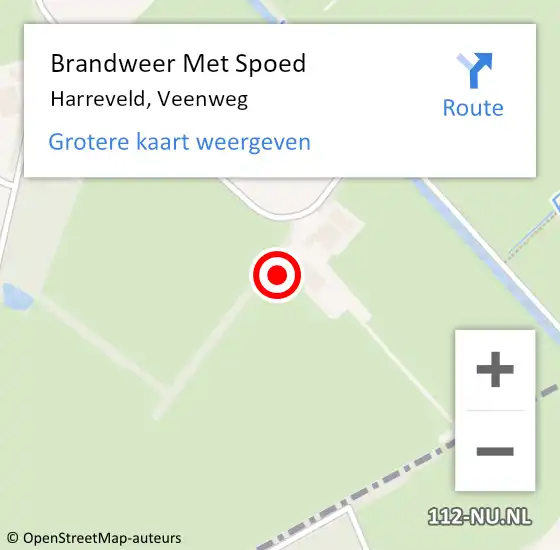 Locatie op kaart van de 112 melding: Brandweer Met Spoed Naar Harreveld, Veenweg op 4 maart 2024 20:54