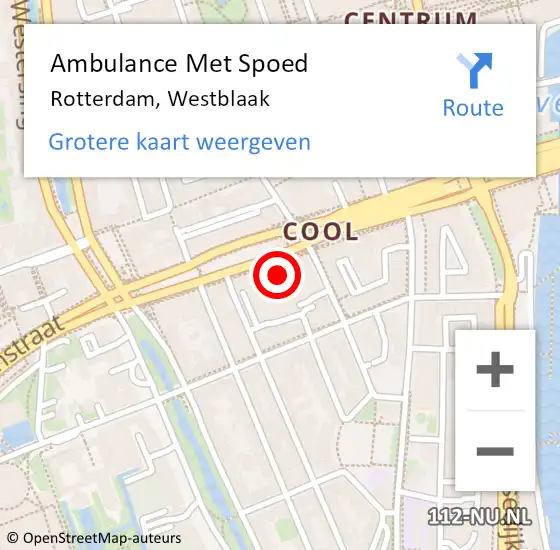 Locatie op kaart van de 112 melding: Ambulance Met Spoed Naar Rotterdam, Westblaak op 4 maart 2024 20:56