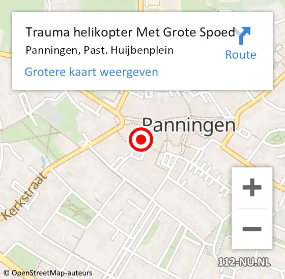 Locatie op kaart van de 112 melding: Trauma helikopter Met Grote Spoed Naar Panningen, Past. Huijbenplein op 4 maart 2024 21:01