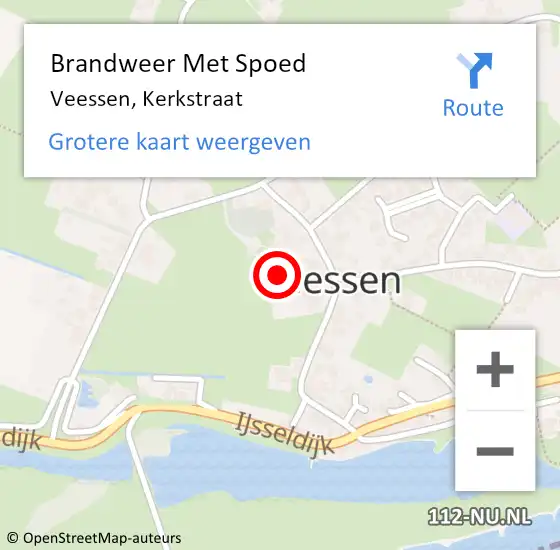 Locatie op kaart van de 112 melding: Brandweer Met Spoed Naar Veessen, Kerkstraat op 4 maart 2024 21:01