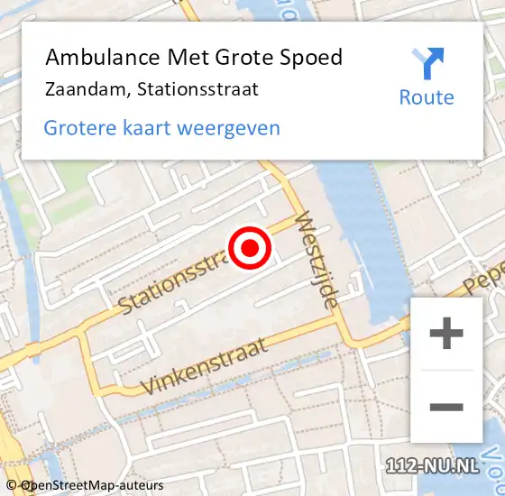 Locatie op kaart van de 112 melding: Ambulance Met Grote Spoed Naar Zaandam, Stationsstraat op 4 maart 2024 21:03