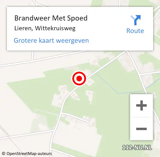 Locatie op kaart van de 112 melding: Brandweer Met Spoed Naar Lieren, Wittekruisweg op 4 maart 2024 21:07
