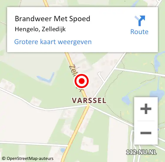 Locatie op kaart van de 112 melding: Brandweer Met Spoed Naar Hengelo, Zelledijk op 4 maart 2024 21:09