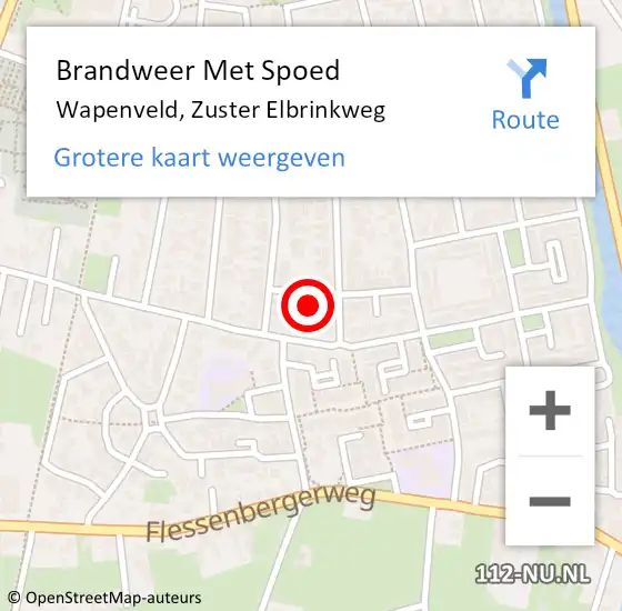 Locatie op kaart van de 112 melding: Brandweer Met Spoed Naar Wapenveld, Zuster Elbrinkweg op 4 maart 2024 21:10