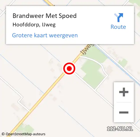 Locatie op kaart van de 112 melding: Brandweer Met Spoed Naar Hoofddorp, IJweg op 4 maart 2024 22:15