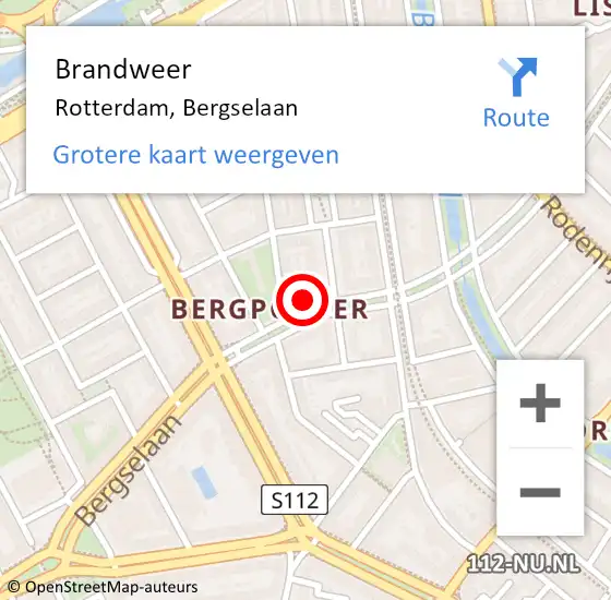Locatie op kaart van de 112 melding: Brandweer Rotterdam, Bergselaan op 4 maart 2024 22:46